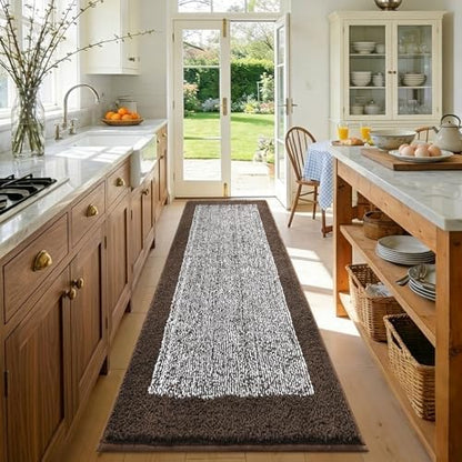70x24 Long Bathroom Rugs Non Slip Washable, Soft Absorbent Bath Mat Brown