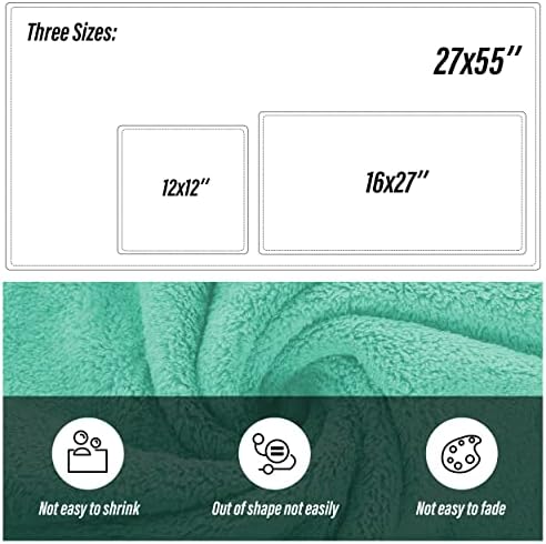 MOONQUEEN Ultra Soft Microfiber Coral Velvet Towel Set - Quick Drying, 2 Bath Towels, 2 Hand Towels, 2 Washcloths - Aqua Green, 6 Pcs