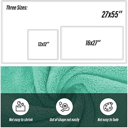 MOONQUEEN Ultra Soft Microfiber Coral Velvet Towel Set - Quick Drying, 2 Bath Towels, 2 Hand Towels, 2 Washcloths - Aqua Green, 6 Pcs