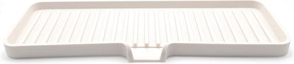 Silicone Soap Dish Tray and Sponge Holder with Drain Chute, Rectangular, Kitchen and Bathroom Sink Organizer (Vanilla Cream, 12"x4")