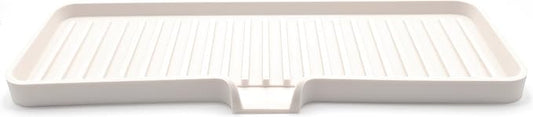 Silicone Soap Dish Tray and Sponge Holder with Drain Chute, Rectangular, Kitchen and Bathroom Sink Organizer (Vanilla Cream, 12"x4")