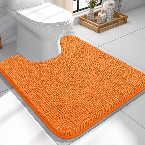 OLANLY Toilet Rugs U-Shaped 24x24, Soft Absorbent Chenille Contour Rugs