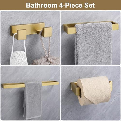 Lairuier Brushed Gold Bathroom Hardware Accessories, 4PCS Towel Bar Set