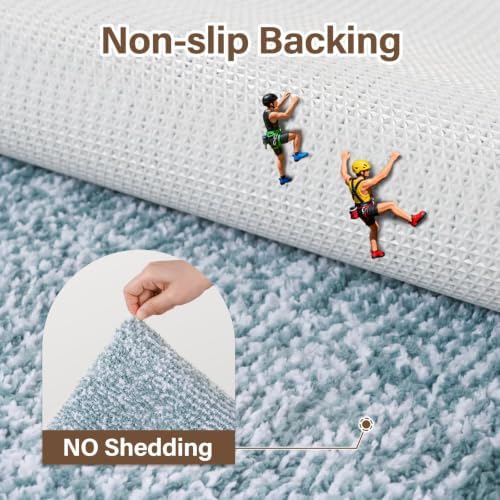 48x17 Bathroom Rugs Non Slip Washable, Soft Absorbent Bath Mat Dusty Blue