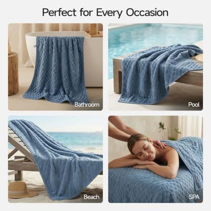 REDKISS Blue Microfiber Bath Towels Large, 30“x60” Super Absorbent Towels