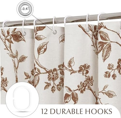 MitoVilla Long Cotton Floral Shower Curtain for Bathroom,72 x 78
