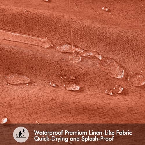 ANRODUO Burnt Orange Linen Textured Fabric Shower Curtain Set - W72xL72