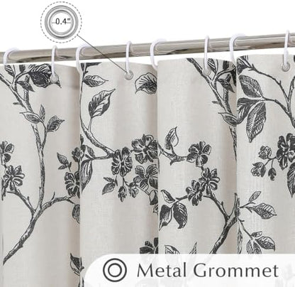 MitoVilla Long Cotton Floral Shower Curtain for Bathroom,72 x 78