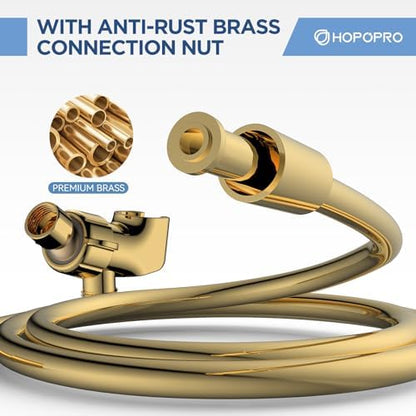 HOPOPRO High Pressure Handheld Shower Head Set with 6 Shower Settings, Gold