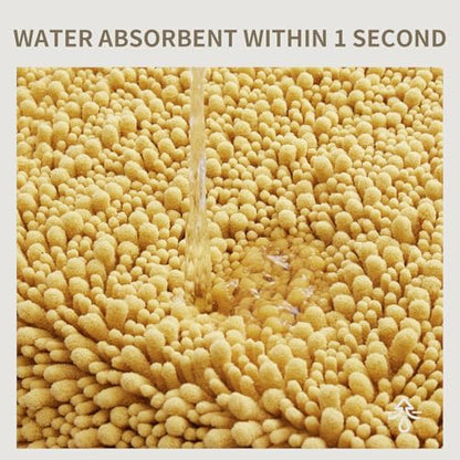 Bathroom Rugs Non Slip Washable 55x24, Extra Thick Soft Chenille Absorbent Bath Mat, High Density Barrier Non Slip Backing, Quick Dry Plush Shaggy Floor Carpet for Tub&Shower, Yellow