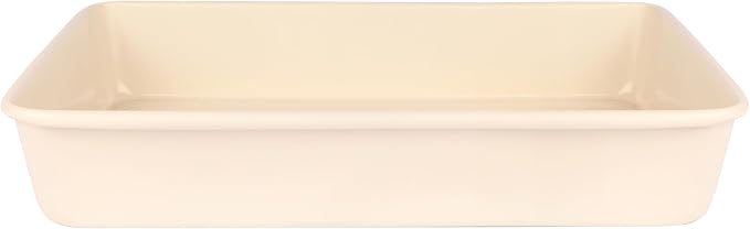 David Burke 13x9 Oblong Baking Pan – Carbon Steel, Non-Stick, PFTE & PFOA Free, Oven Safe with AirFlow Baking Technology – Cream