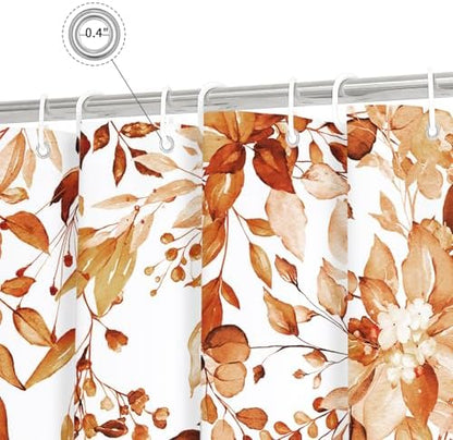Gibelle Orange Eucalyptus Shower Curtain, Watercolor Floral Print, 72x72