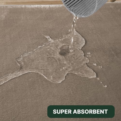 H.VERSAILTEX Bath Mat Memory Foam Bathroom Rug Flannel Velvety Luxury Extra Soft and Absorbent Non Slip Rugs for Bathroom/Bedroom Washable (Curved Set 20"x 32" Plus 20"x 20"U, Taupe)