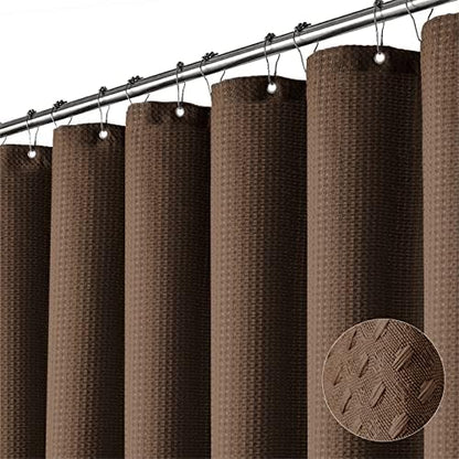 Dynamene Extra Wide Waffle Shower Curtain 256 GSM Fabric 180x72 Brown