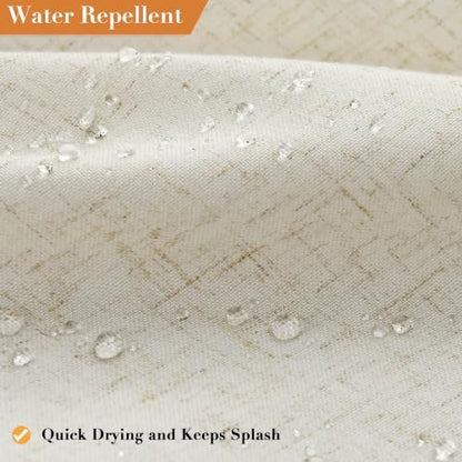 Nanspring Extra Long Linen Shower Curtain for Bathroom 84 Inch Light Beige