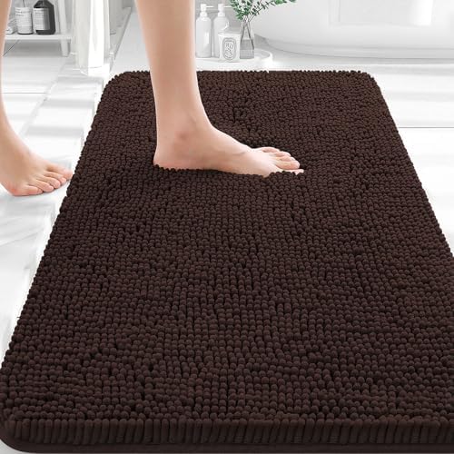 OLANLY Bathroom Rugs 35x24, Extra Soft Absorbent Chenille Bath Rugs