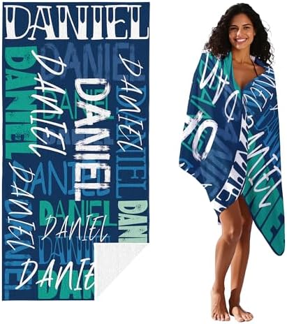 JML Personalized Beach Towel with Name, Custom Beach Towel with Name, Customized Microfiber Pool Towel, Quick Dry & Absorbent Swim Towel for Adult,Anniversary, Birthday, Summer Holiday,Vacation