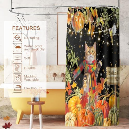 Shower Curtain Fall, Thanksgiving Shower Curtain for Bathroom 72x72