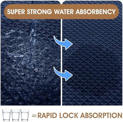 Memory Foam Bath Mat, Ultra Soft Absorbent Waffle Bathroom Rugs, Super Non-Slip PVC Backing Bath Rug Quick Dry, Machine Washable Rug for Tub, Shower, Home Decor Accessory, 24" x 17", Navy Blue