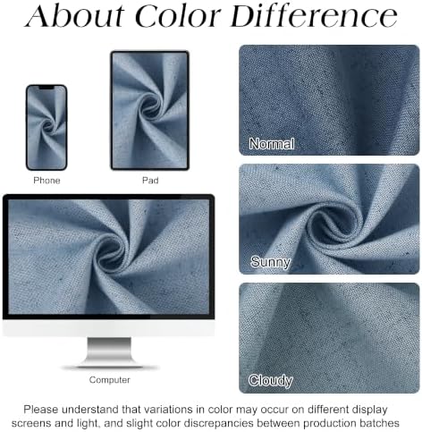 Naturoom Linen Shower Curtain 96 Inch Long for Bathroom Stone Blue