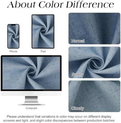 Naturoom Linen Shower Curtain 96 Inch Long for Bathroom Stone Blue