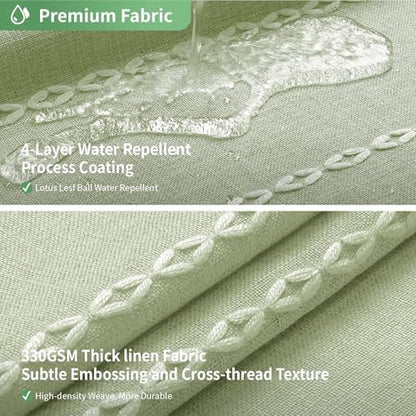 eachope No Hook Stall Shower Curtain with Snap-in Fabric Liner - 54x80 Heavy-Duty Linen Textured Striped Design,Narrow Rustic Modern Farmhouse Bohemian Bathroom Curtain,Water-Repellent,Sage Green