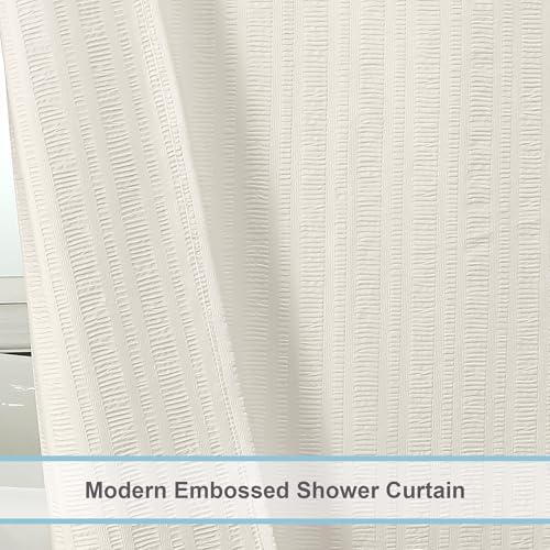 Aiyufeng Cream Stall Fabric Shower Curtain - Soft & Lightweight Small Shower Curtain with Texture for Narrow Stall Size, Machine Washable - 36x72, Cream