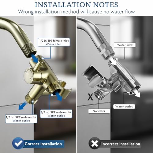 G-Promise Solid Metal Shower Head Diverter with Holder 3-Way