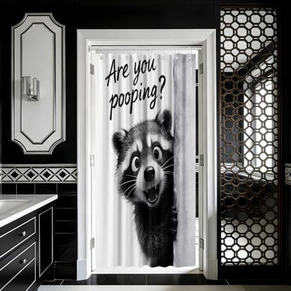 Small Stall Shower Curtain Rv Cute Raccoon, 36 x 72 Inchs
