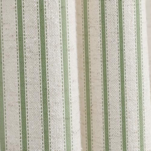 Farmhouse Striped Shower Curtain Green Vintage Linen Curtain 72"W X 72"L
