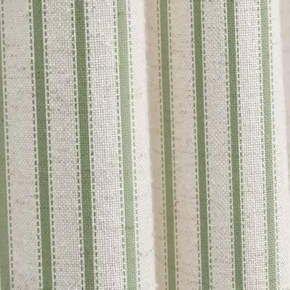 Farmhouse Striped Shower Curtain Green Vintage Linen Curtain 72"W X 84"L