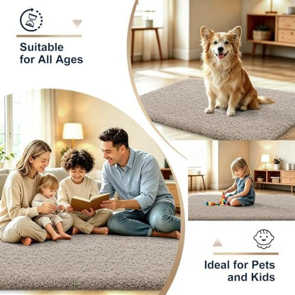 OLANLY Microfiber Small Bathroom Rugs 24x16, Ultra Soft Bath Mat, Greige