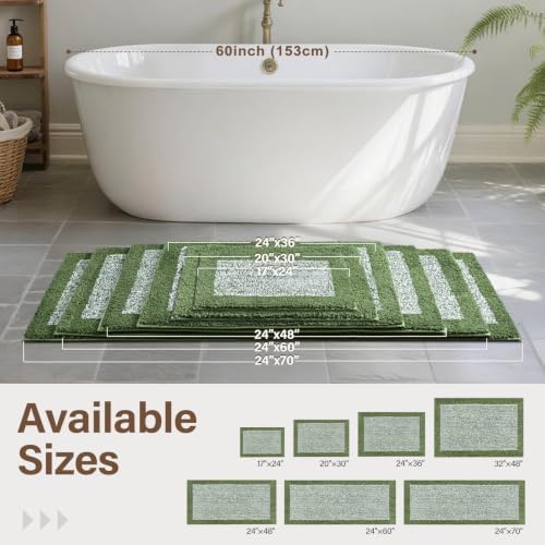 Bathroom Rugs 30x20 Non Slip Washable, Soft Absorbent Bath Mat Matcha Green