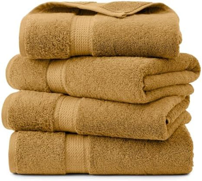 Superior Egyptian Cotton Plush & Absorbent, Bath Towel Set of 4, Gold