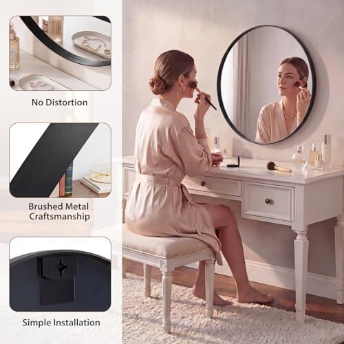 Sweetcrispy Round Bathroom Wall Mirror, Circle Vanity Mirror, 24 Inch