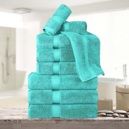 Superior Egyptian Cotton 800 GSM Plush & Absorbent, 9 Piece Set, Turquoise