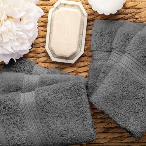 Superior Egyptian Cotton Plush & Absorbent, Face Towel Set of 6, Charcoal