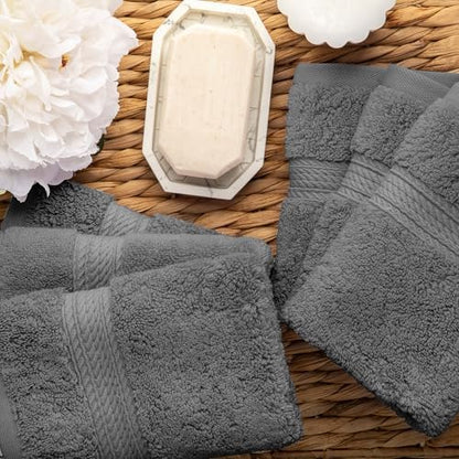 Superior Egyptian Cotton Plush & Absorbent, Face Towel Set of 6, Charcoal