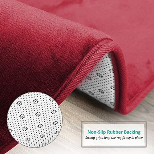 Clara Clark Bathroom Rugs, Velvet Memory Foam Bath Mat, Non-Slip, Machine Washable Bath Rugs - Dries Quickly, Ultra Soft Plush Bath Mats for Bathroom, 17 x 24, Burgundy Red
