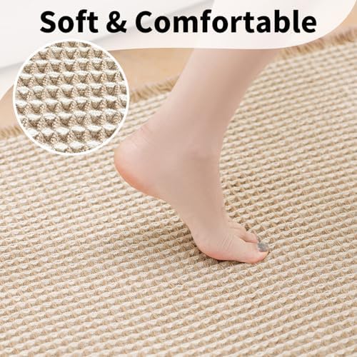 Waffle Bath Mat, Boho Bathroom Rugs Non Slip Washable, 24" x 48"