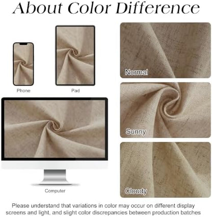 Naturoom Linen Shower Curtain 84 Inch Long for Bathroom Eggshell Beige