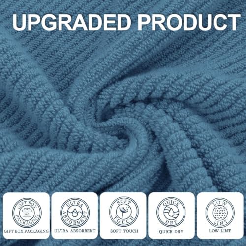 VOOVA & MOVAS Washcloths 6PC, 100% Cotton, 13x13 in, Denim Blue