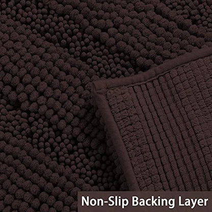 Turquoize Chenille Bath Rugs Shaggy Bathroom Rugs Non Slip Bath Mat for Bathroom 24 x 36 Brown Bath Rug for Bath Room Extra Soft and Absorbent Area Rug, 24"x 36", Brown