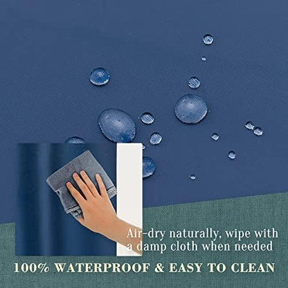 No Hook PEVA Shower Curtain or Liner, Standard Size 71x74, Navy Blue