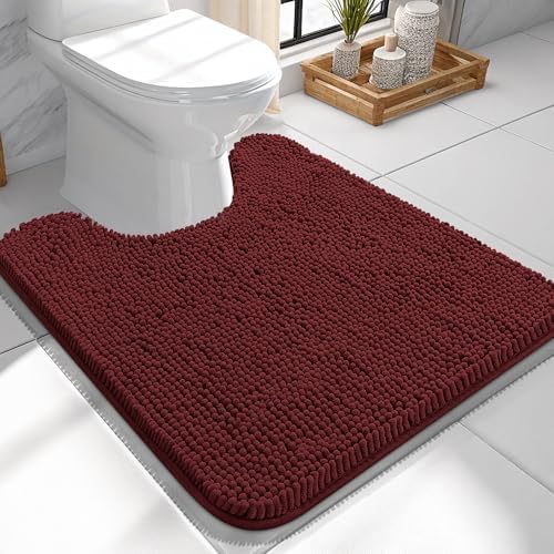 OLANLY Toilet Rugs U-Shaped 24x24, Soft Absorbent Chenille Contour Rugs