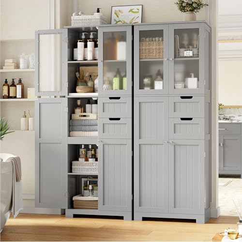 BOTLOG 67'' Tall Bathroom Storage Cabinet with Adjustable Shelf