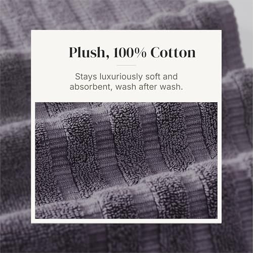 Modern Threads 6 Piece Bath Towel Set – Bathroom Set with 2 Bath Towels, 2 Hand Towels, and 2 Wash Cloths – 100% Cotton, Super Absorbent & Extra Soft – Reversible Classic Diamond (Purple)