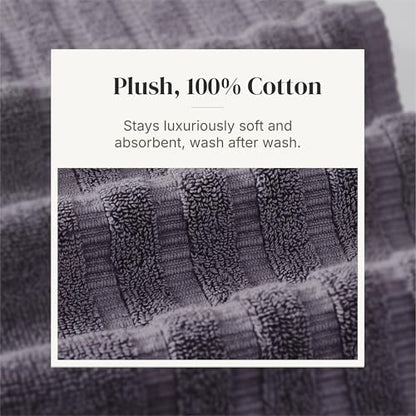 Modern Threads 6 Piece Bath Towel Set – Bathroom Set with 2 Bath Towels, 2 Hand Towels, and 2 Wash Cloths – 100% Cotton, Super Absorbent & Extra Soft – Reversible Classic Diamond (Purple)