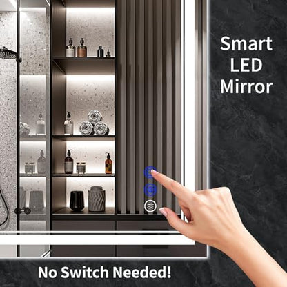 30"x30" LED Bathroom Mirror with Lights,Anti-Fog,3 Color Modes