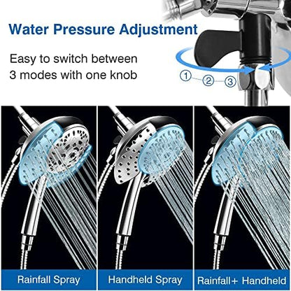 INAVAMZ 2 in 1 Shower Head with Handheld Combo High Pressure Silver 2.5 GPM